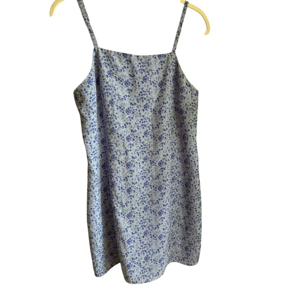 VTG Express Periwinkle Blue Mini Romper Skort Floral Spaghetti Strap Sz 11/12 - Picture 1 of 7